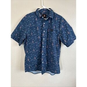 Men's Jack + Sage Navy Blue Short Sleeve Button Down Colorado Mountains Size XL